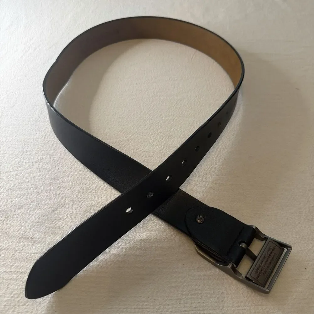 Mens Genuine Leather Belt Metal Alloy Pin Buckle Dress Casual Jeans Black  Belt